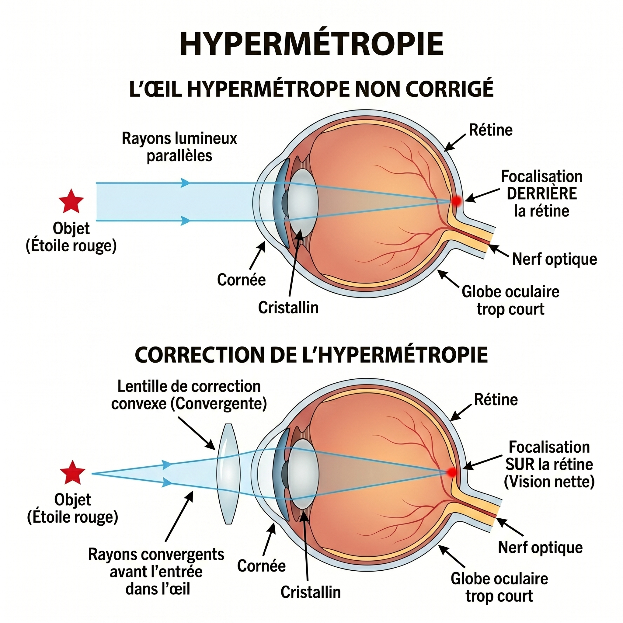 Illustration de l'hypermétropie
